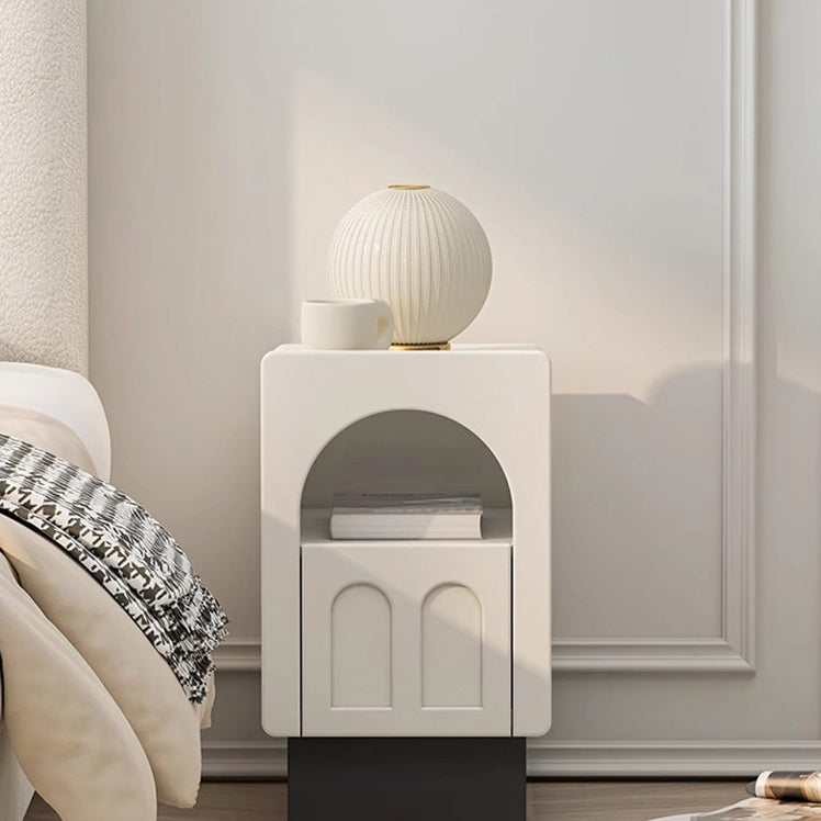 Contemporary Nordic Fiberboard Square Arched Door Nightstand 1-Drawer Cabinet For Bedside