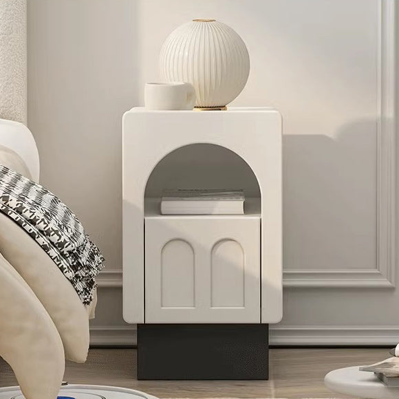 Contemporary Nordic Fiberboard Square Arched Door Nightstand 1-Drawer Cabinet For Bedside