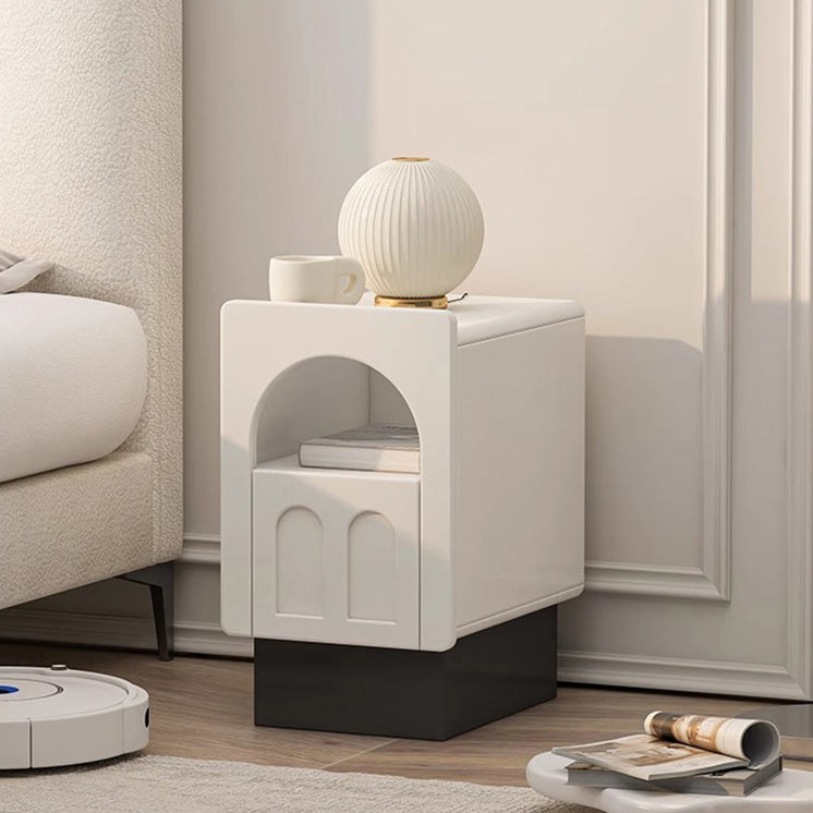 Contemporary Nordic Fiberboard Square Arched Door Nightstand 1-Drawer Cabinet For Bedside