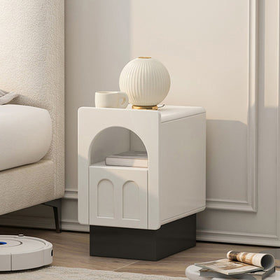 Contemporary Nordic Fiberboard Square Arched Door Nightstand 1-Drawer Cabinet For Bedside