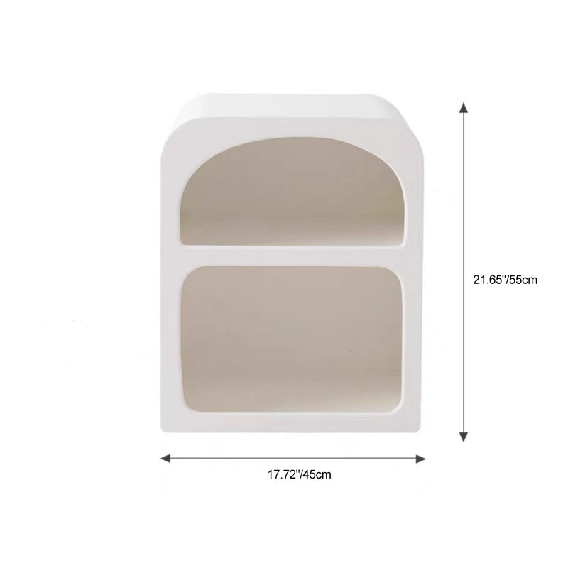 Modern Simplicity MDF Grainy Square Arched Door Nightstand 2-Tier Storage For Bedside