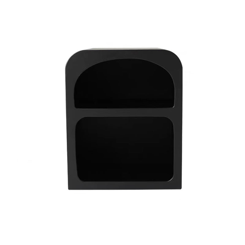 Modern Simplicity MDF Grainy Square Arched Door Nightstand 2-Tier Storage For Bedside