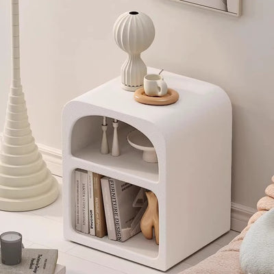 Modern Simplicity MDF Grainy Square Arched Door Nightstand 2-Tier Storage For Bedside
