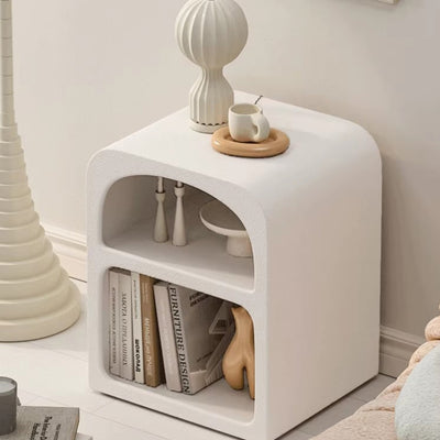 Modern Simplicity MDF Grainy Square Arched Door Nightstand 2-Tier Storage For Bedside