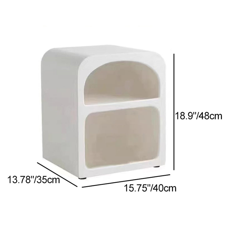 Modern Simplicity MDF Grainy Square Arched Door Nightstand 2-Tier Storage For Bedside