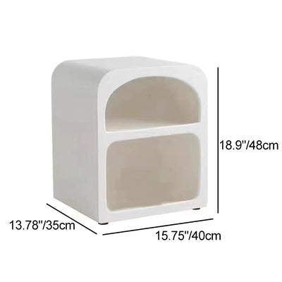 Modern Simplicity MDF Grainy Square Arched Door Nightstand 2-Tier Storage For Bedside
