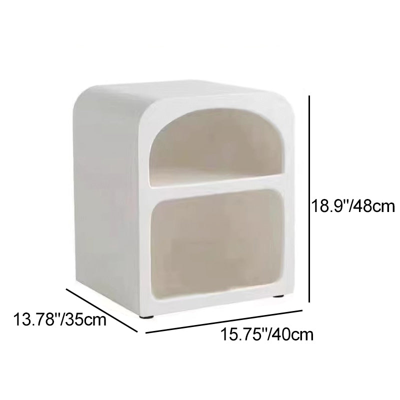 Modern Simplicity MDF Grainy Square Arched Door Nightstand 2-Tier Storage For Bedside