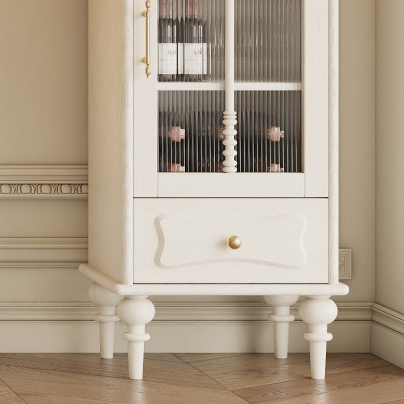 Traditional French Oak Striped Glass Arched Door Roman Column Rectangular Side Table 2/3 Tier Cabinet For Living Room