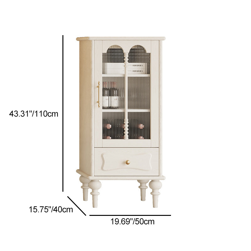 Traditional French Oak Striped Glass Arched Door Roman Column Rectangular Side Table 2/3 Tier Cabinet For Living Room