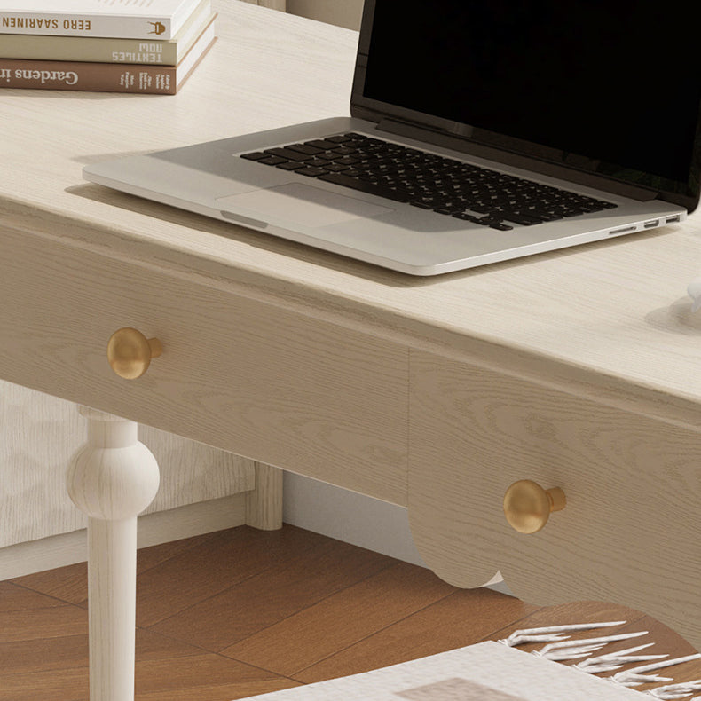 Ensemble de bureau et chaise avec colonne romaine rectangulaire en chêne français traditionnel et cuivre pour bureau à domicile 