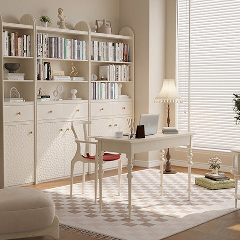 Ensemble de bureau et chaise avec colonne romaine rectangulaire en chêne français traditionnel et cuivre pour bureau à domicile 