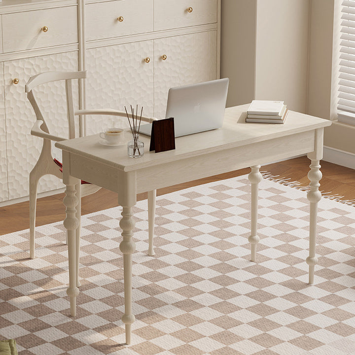 Juego de Escritorio y Silla de Columna Romana Rectangular de Cobre de Roble Francés Tradicional para Oficina en Casa 