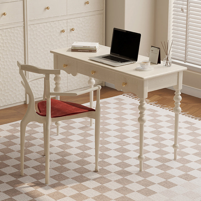Ensemble de bureau et chaise avec colonne romaine rectangulaire en chêne français traditionnel et cuivre pour bureau à domicile 