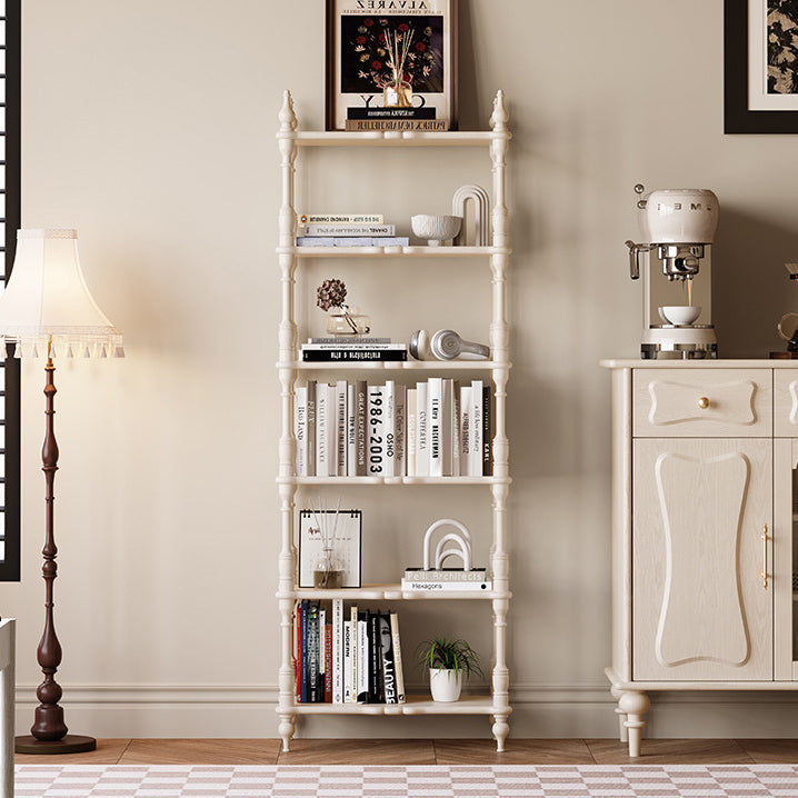 Traditional French Oak Roman Column Rectangular Bookshelves 2/3/4/5 Tiers For Living Room