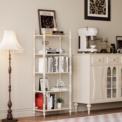 Traditional French Oak Roman Column Rectangular Bookshelves 2/3/4/5 Tiers For Living Room