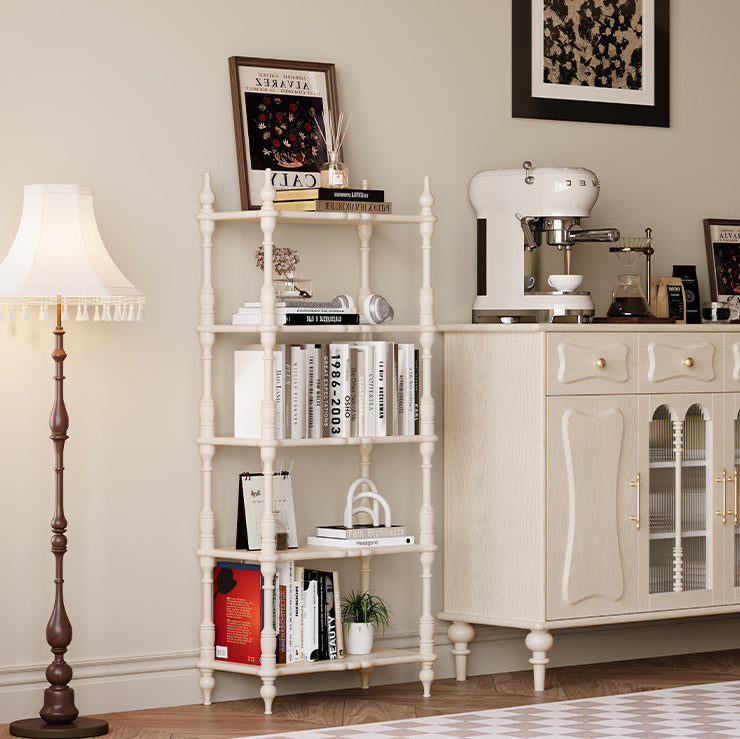 Traditional French Oak Roman Column Rectangular Bookshelves 2/3/4/5 Tiers For Living Room