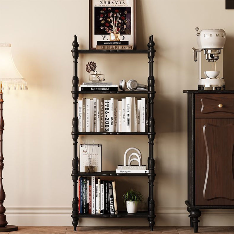 Traditional French Oak Roman Column Rectangular Bookshelves 2/3/4/5 Tiers For Living Room