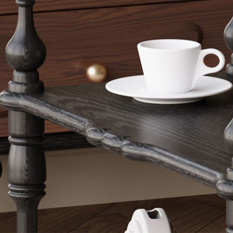 Traditional French Oak Roman Column Rectangular Bookshelves 2/3/4/5 Tiers For Living Room