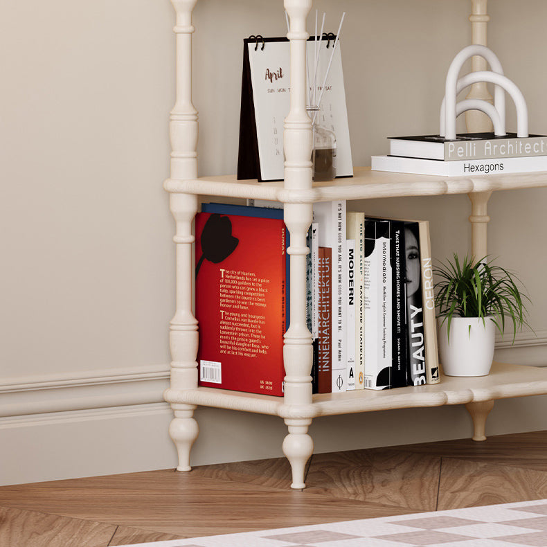 Traditional French Oak Roman Column Rectangular Bookshelves 2/3/4/5 Tiers For Living Room