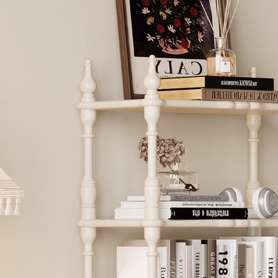 Traditional French Oak Roman Column Rectangular Bookshelves 2/3/4/5 Tiers For Living Room