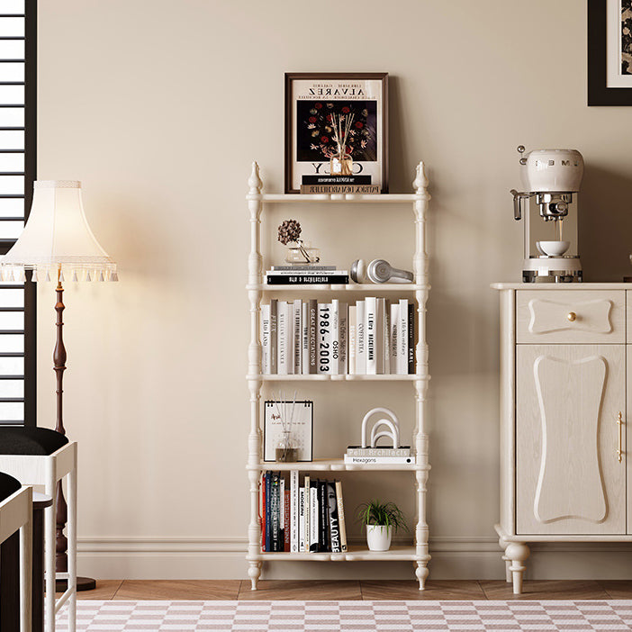 Traditional French Oak Roman Column Rectangular Bookshelves 2/3/4/5 Tiers For Living Room