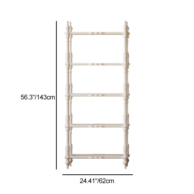 Traditional French Oak Roman Column Rectangular Bookshelves 2/3/4/5 Tiers For Living Room