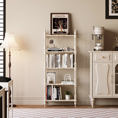 Traditional French Oak Roman Column Rectangular Bookshelves 2/3/4/5 Tiers For Living Room
