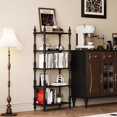 Traditional French Oak Roman Column Rectangular Bookshelves 2/3/4/5 Tiers For Living Room