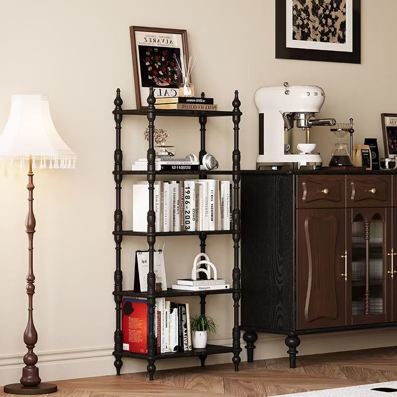 Traditional French Oak Roman Column Rectangular Bookshelves 2/3/4/5 Tiers For Living Room