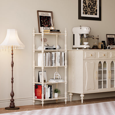 Traditional French Oak Roman Column Rectangular Bookshelves 2/3/4/5 Tiers For Living Room