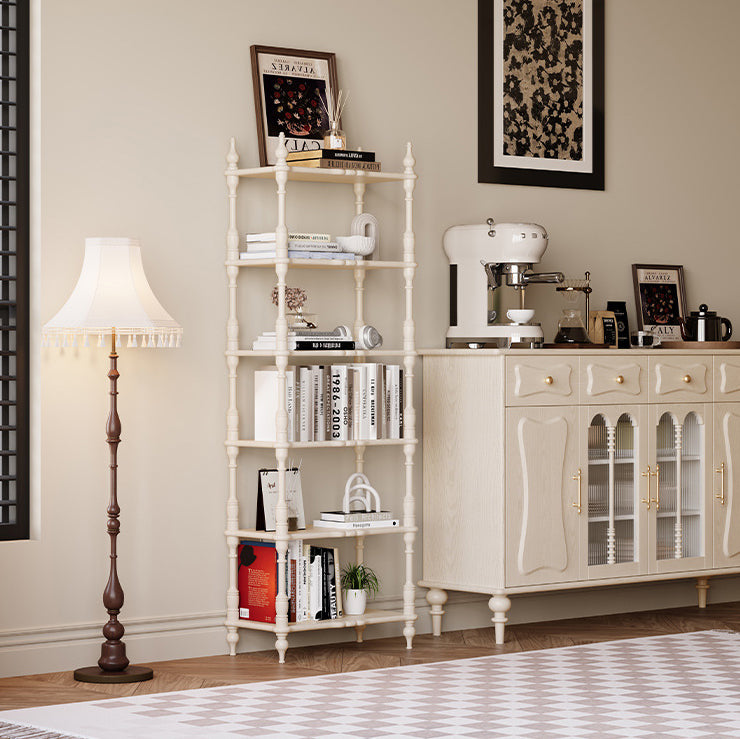 Traditional French Oak Roman Column Rectangular Bookshelves 2/3/4/5 Tiers For Living Room