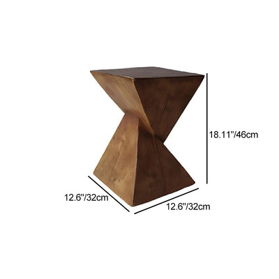 Contemporary Retro Magnesium Oxide Misaligned Triangle Wood Grain Geometric End Table 1-Tray For Bedroom