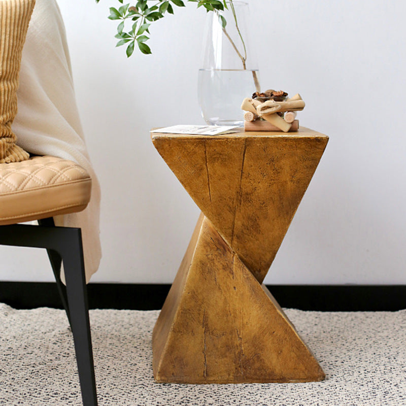 Contemporary Retro Magnesium Oxide Misaligned Triangle Wood Grain Geometric End Table 1-Tray For Bedroom