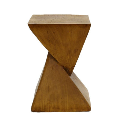 Contemporary Retro Magnesium Oxide Misaligned Triangle Wood Grain Geometric End Table 1-Tray For Bedroom