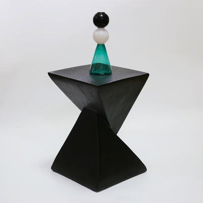 Contemporary Retro Magnesium Oxide Misaligned Triangle Wood Grain Geometric End Table 1-Tray For Bedroom