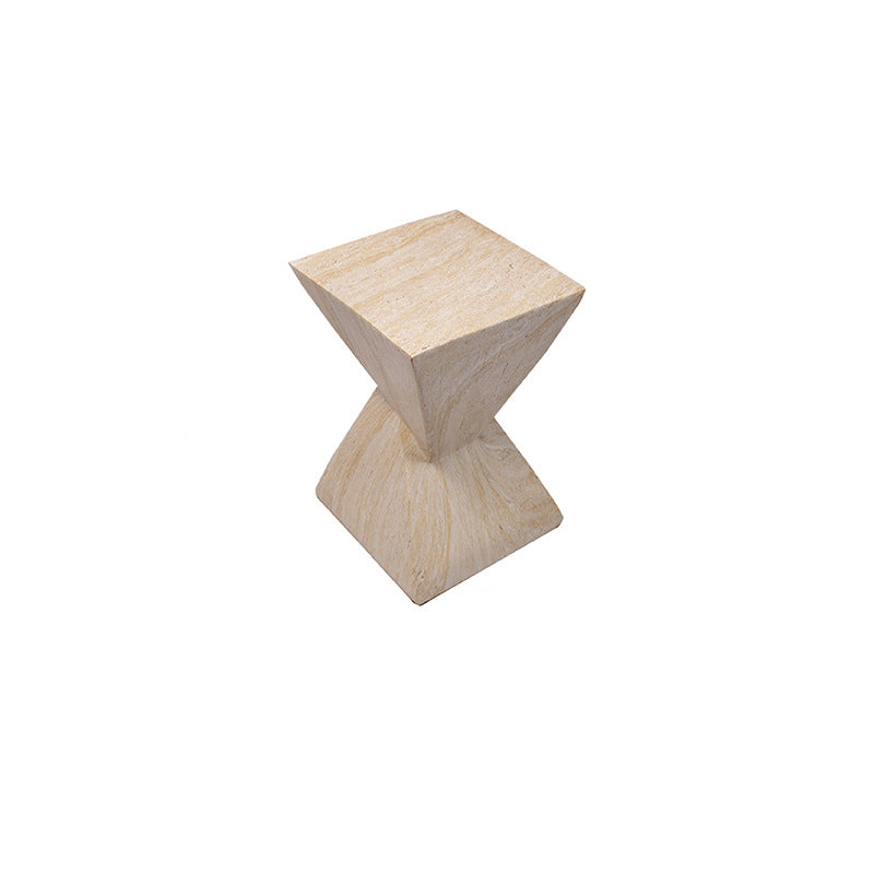 Contemporary Retro Magnesium Oxide Misaligned Triangle Wood Grain Geometric End Table 1-Tray For Bedroom