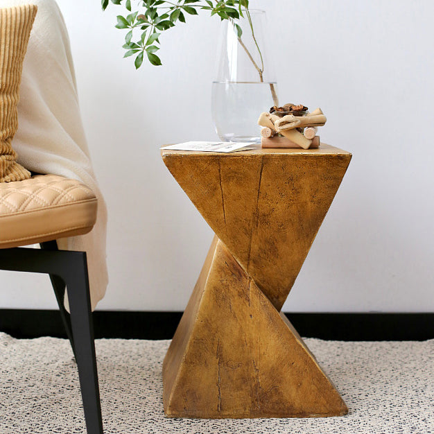 Contemporary Retro Magnesium Oxide Misaligned Triangle Wood Grain Geometric End Table 1-Tray For Bedroom