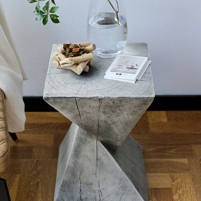 Contemporary Retro Magnesium Oxide Misaligned Triangle Wood Grain Geometric End Table 1-Tray For Bedroom