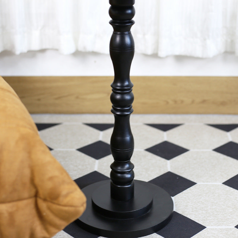 Contemporary Scandinavian Round Roman Column Terrazzo Travertine Wood End Table For Living Room