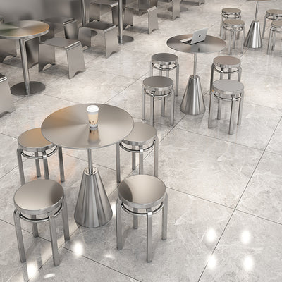 Contemporary Industrial Stainless Steel Round Umbrella Coffee Table For Kitchen