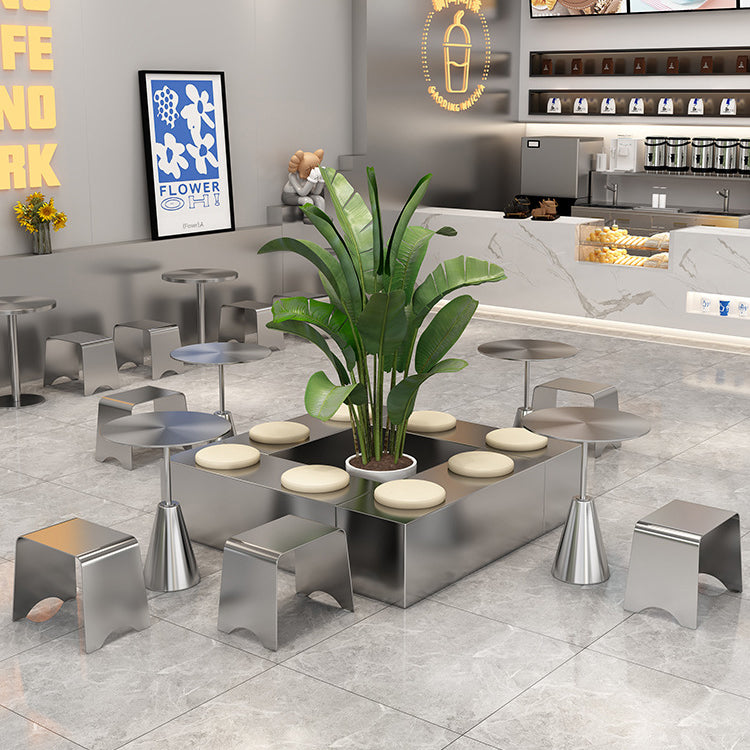 Contemporary Industrial Stainless Steel Round Umbrella Coffee Table For Kitchen