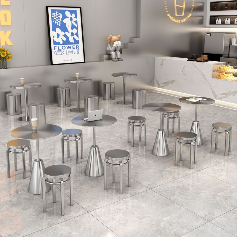 Contemporary Industrial Stainless Steel Round Umbrella Coffee Table For Kitchen