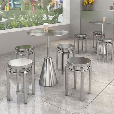 Contemporary Industrial Stainless Steel Round Umbrella Coffee Table For Kitchen