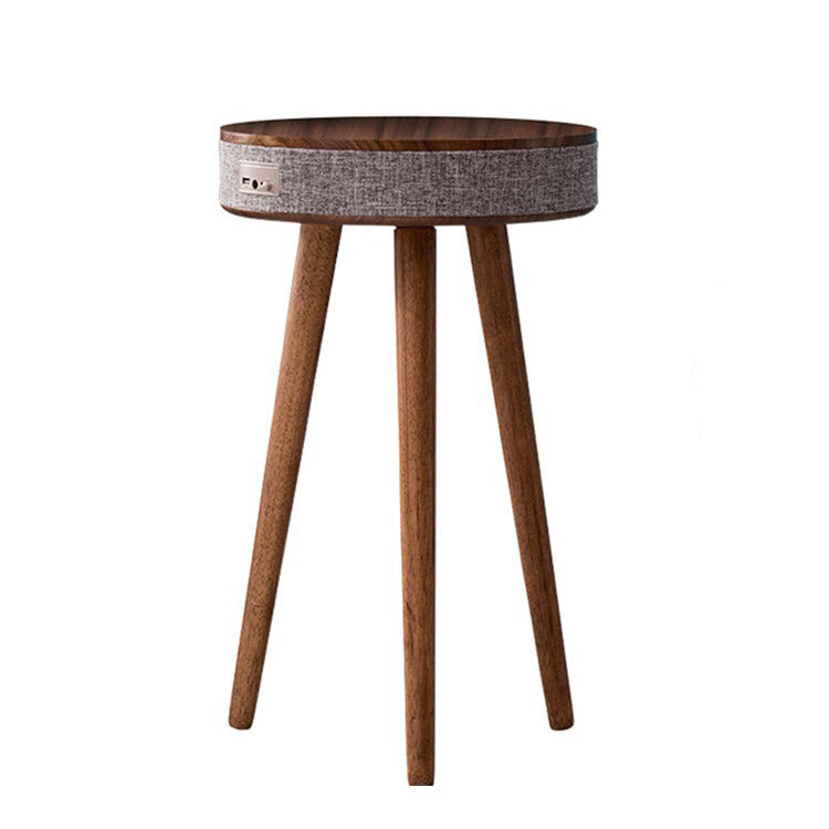 Contemporary Nordic Wood Fabric ABS Round Smart Coffee Table With Bluetooth Speaker And Wireless Charging For Living Room Or Bedside