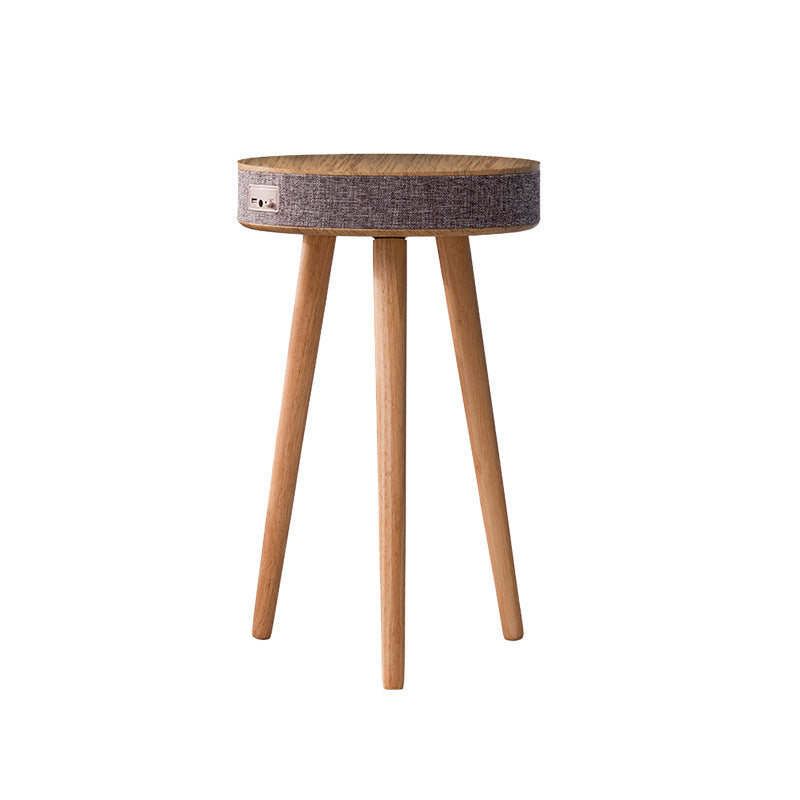 Contemporary Nordic Wood Fabric ABS Round Smart Coffee Table With Bluetooth Speaker And Wireless Charging For Living Room Or Bedside