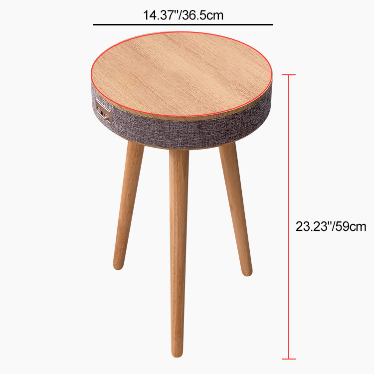Contemporary Nordic Wood Fabric ABS Round Smart Coffee Table With Bluetooth Speaker And Wireless Charging For Living Room Or Bedside