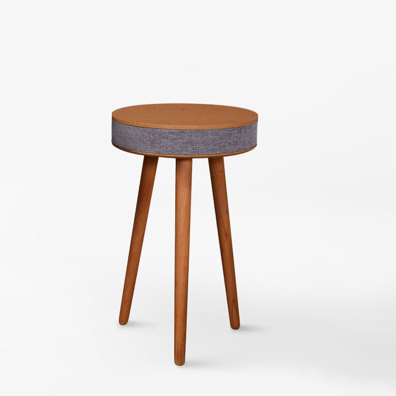 Contemporary Nordic Wood Fabric ABS Round Smart Coffee Table With Bluetooth Speaker And Wireless Charging For Living Room Or Bedside