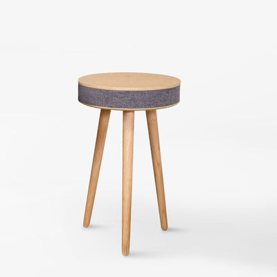 Contemporary Nordic Wood Fabric ABS Round Smart Coffee Table With Bluetooth Speaker And Wireless Charging For Living Room Or Bedside