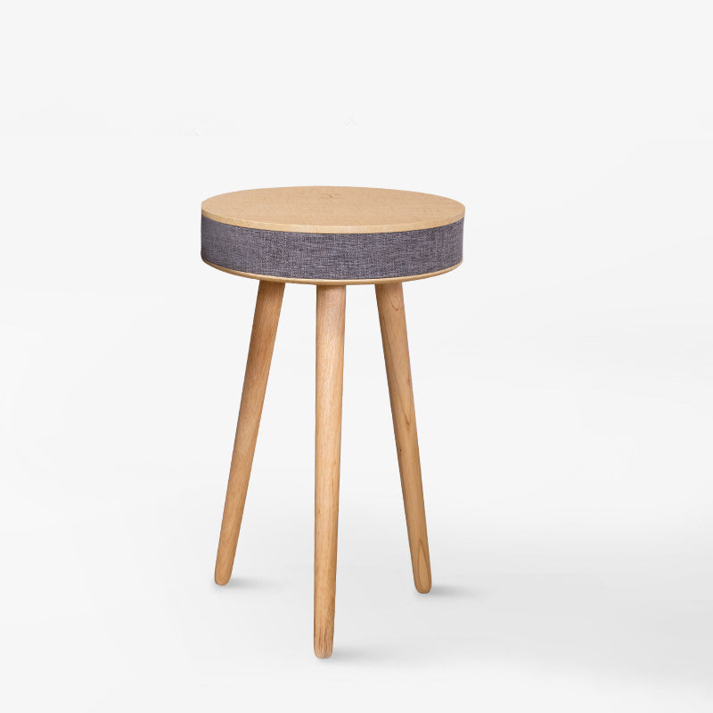 Contemporary Nordic Wood Fabric ABS Round Smart Coffee Table With Bluetooth Speaker And Wireless Charging For Living Room Or Bedside