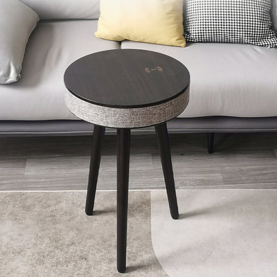 Contemporary Nordic Wood Fabric ABS Round Smart Coffee Table With Bluetooth Speaker And Wireless Charging For Living Room Or Bedside